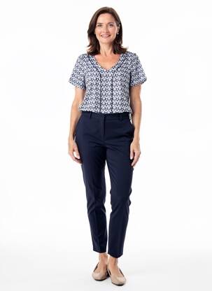 T-shirt col v manches courtes bleu GEVANA femme