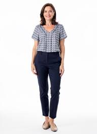 T-shirt col v manches courtes bleu GEVANA femme