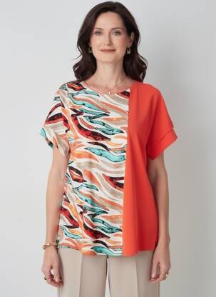 Top stretch manches courtes orange GEVANA femme