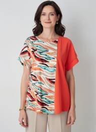 Top stretch manches courtes orange GEVANA femme