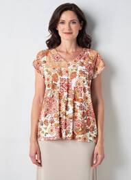 Top manches courtes manches courtes orange GEVANA femme