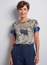 Top stretch manches courtes bleu GEVANA femme