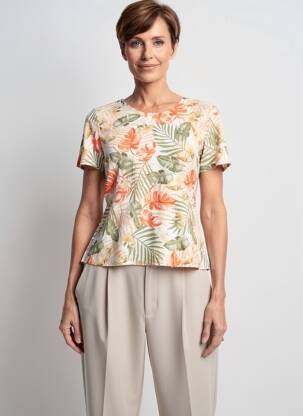 Blouse manches courtes manches courtes orange GEVANA femme