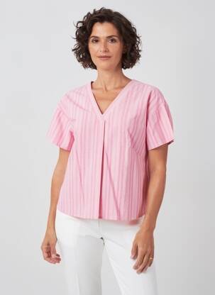 Blouse col v manches courtes rose GEVANA femme