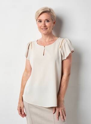 Blouse manches courtes manches courtes beige GEVANA femme