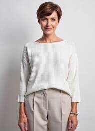 Pull col rond manches longues blanc GEVANA femme