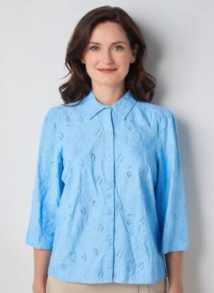 Chemisier manches longues manches longues bleu GEVANA femme