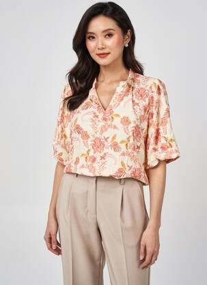 Blouse manches courtes manches courtes beige GEVANA femme