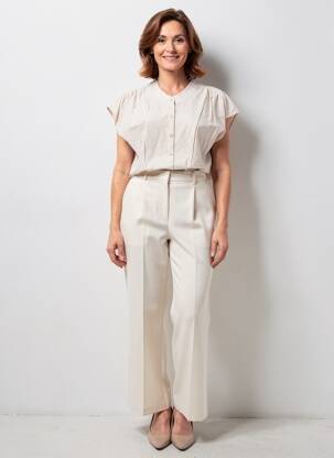 Chemisier imprimé fantaisie manches courtes beige GEVANA femme