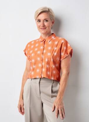 Chemisier manches courtes manches courtes orange GEVANA femme