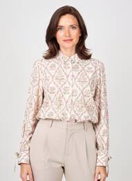 Chemisier imprimé fleurs manches longues rose GEVANA femme