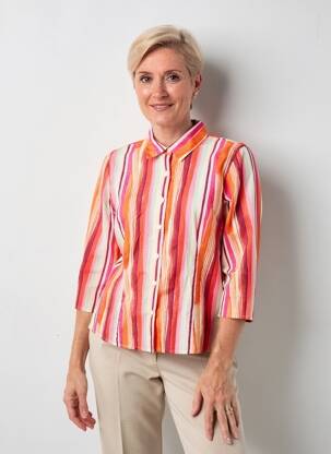 Chemisier coupe droite manches 3/4 orange GEVANA femme