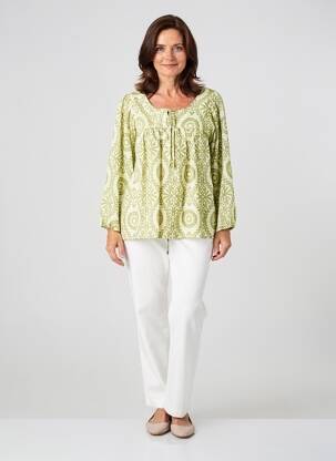 Chemisier tissage crêpe manches 3/4 vert GEVANA femme