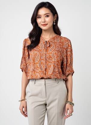 Blouse manches 3/4 manches 3/4 orange GEVANA femme