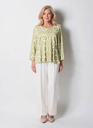 T-shirt manches 3/4 manches 3/4 vert GEVANA femme