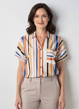 Chemisier coupe cintrée manches courtes orange GEVANA femme