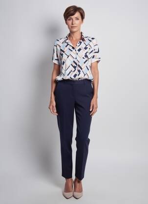 Chemisier coupe cintrée manches courtes bleu GEVANA femme