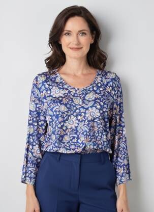 Top tissage jersey manches longues bleu GEVANA femme