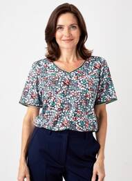 T-shirt imprimé fantaisie manches courtes vert GEVANA femme
