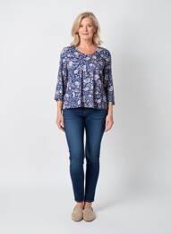 Top stretch manches longues bleu GEVANA femme