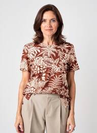 T-shirt imprimé fantaisie manches courtes marron GEVANA femme
