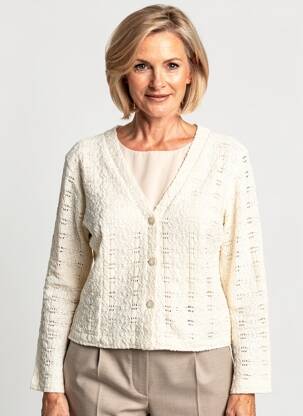 Gilet manches longues resserrée sur le bas beige GEVANA femme
