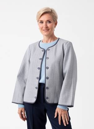 Veste casual col rond bleu GEVANA femme