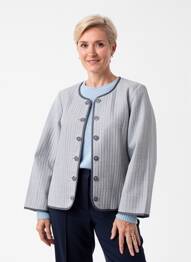 Veste casual col rond bleu GEVANA femme