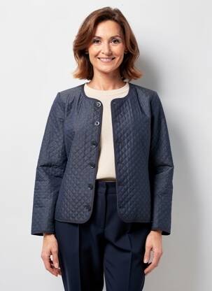 Veste casual col rond bleu GEVANA femme