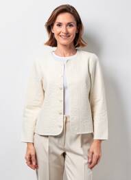 Veste casual col rond beige GEVANA femme