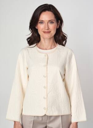 Veste casual col rond beige GEVANA femme