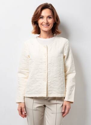 Veste casual col rond beige GEVANA femme