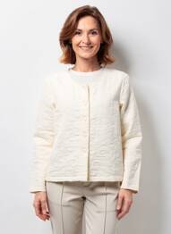Veste casual col rond beige GEVANA femme