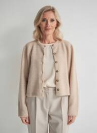 Gilet manches longues maille maille poilu beige GEVANA femme