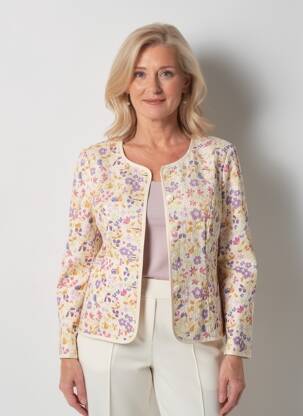 Veste casual col rond beige GEVANA femme