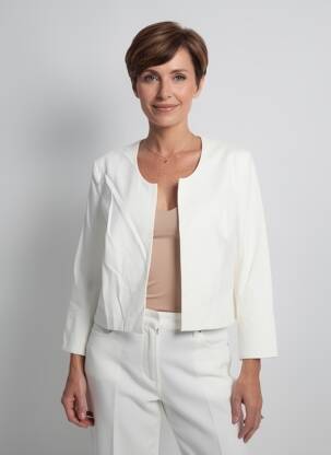 Veste casual col rond blanc GEVANA femme