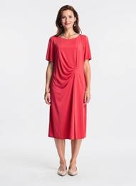 Robe longue manches courtes manches courtes rose GEVANA femme