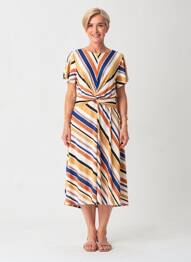 Robe mi-longue manches courtes manches courtes bleu GEVANA femme