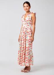 Robe longue manches bretelles ajustables sans manche beige PEACE N'LOVE femme