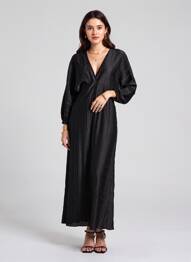 Robe longue coupe cintrée manches 3/4 noir SENES femme
