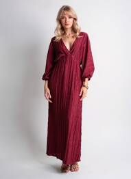Robe longue coupe cintrée manches 3/4 rouge SENES femme