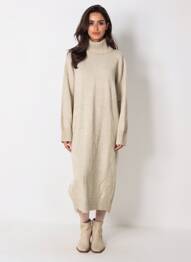 Robe pull stretch manches longues beige LILI & LALA femme