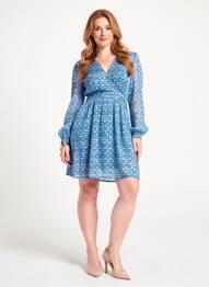 Robe courte manches longues manches longues bleu MAJOLICA femme