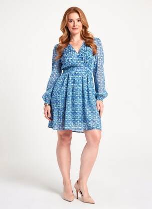 Robe courte manches longues manches longues bleu MAJOLICA femme