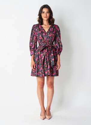 Robe courte manches longues manches longues noir DAPHNEA femme