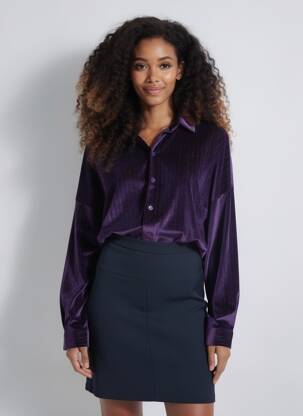 Chemisier coupe droite manches longues violet KILKY femme