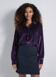Chemisier coupe droite manches longues violet KILKY femme