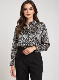 Chemisier tissage crêpe manches longues noir PEACE N'LOVE femme