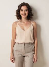 Top coupe fluide fines bretelles beige UNIKA femme
