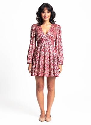 Robe courte manches longues manches longues rouge MAJOLICA femme